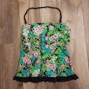 Hula Honey Floral Halter Swim Top Medium